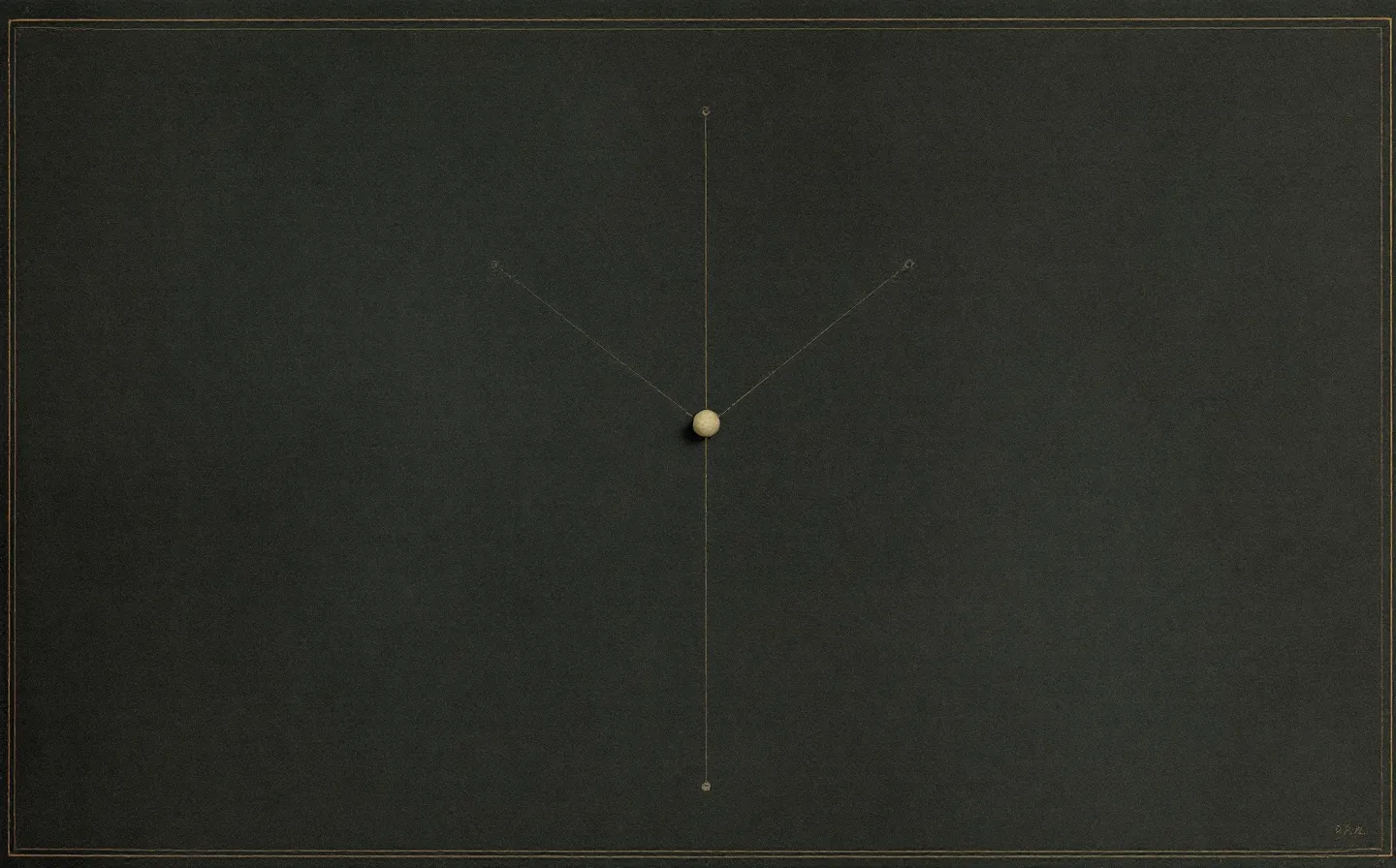 Finely engraved sage-and-ochre herbarium specimen plate of a copper(II) coordination center bonded to an abstract three-residue tripeptide chain, pinned on a dark faded-indigo sheet